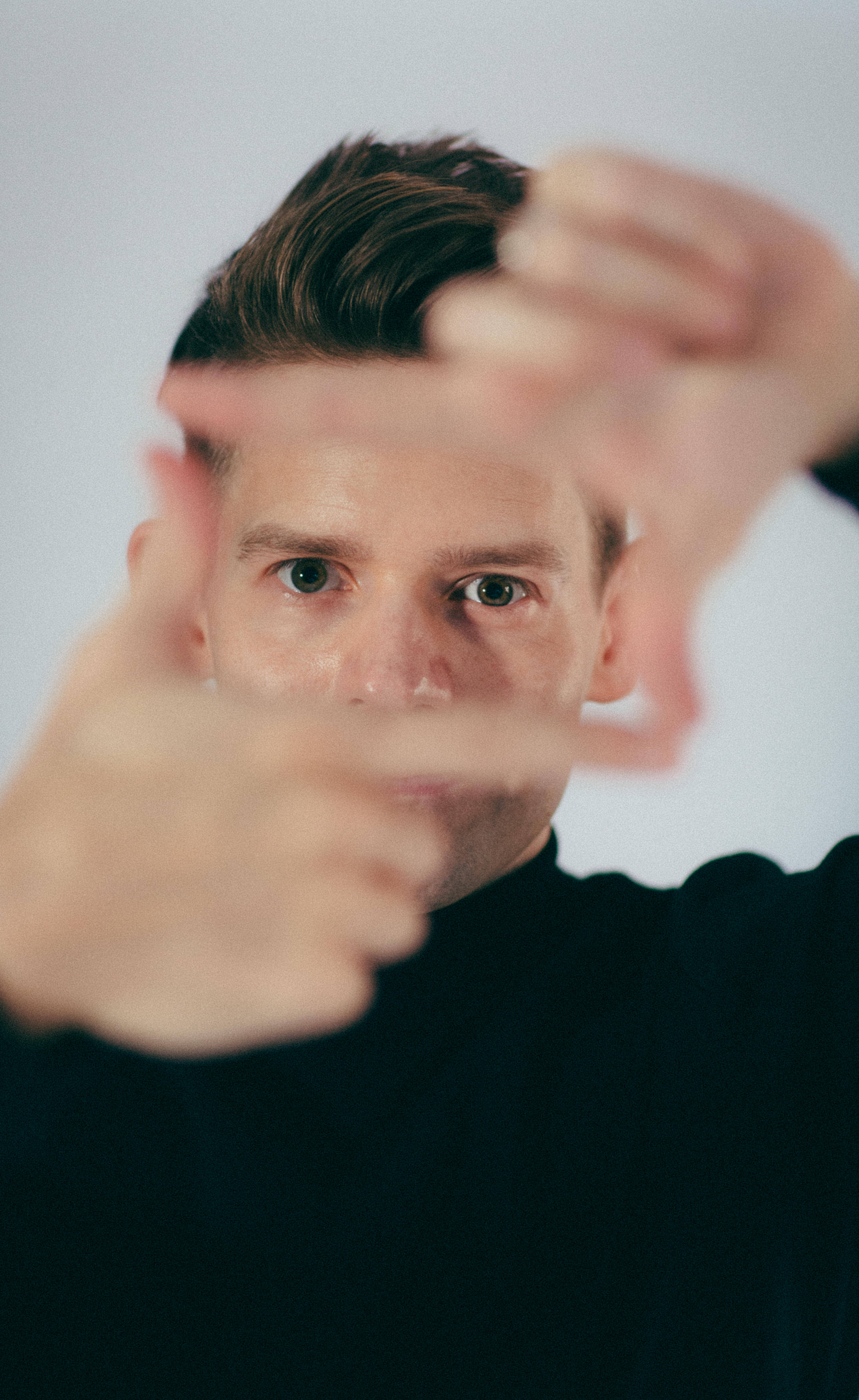 Andrew Keenan-Bolger framing a shot with his hands