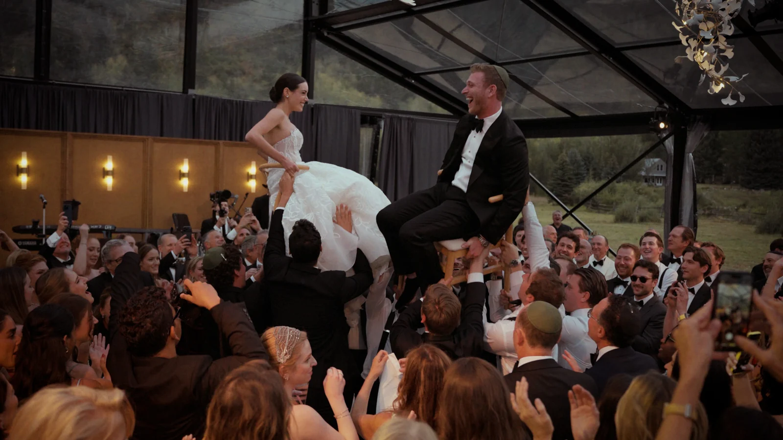 Hora dancing at the wedding reception in Aspen, Colorado